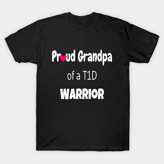 Proud Grandpa White Text Pink Heart T-Shirt by CatGirl101